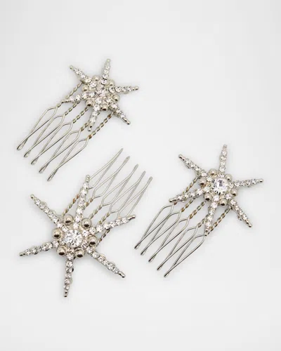 Lelet Ny Venus Star Crystal Hair Comb Clips, Set Of 3 In Metallic