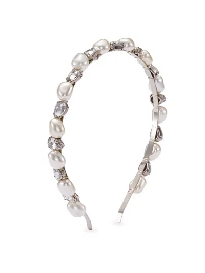 Lelet Ny Women's Aria Imitation-pearl & Crystal Headband In Rhodium