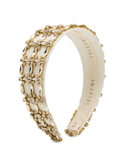 Lelet Ny Women's Avril Crystal-embellished Satin Wide Headband In Orange