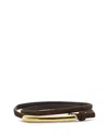 Lelet Ny Women's Glossy Bar Skinny Suede Belt In Brown
