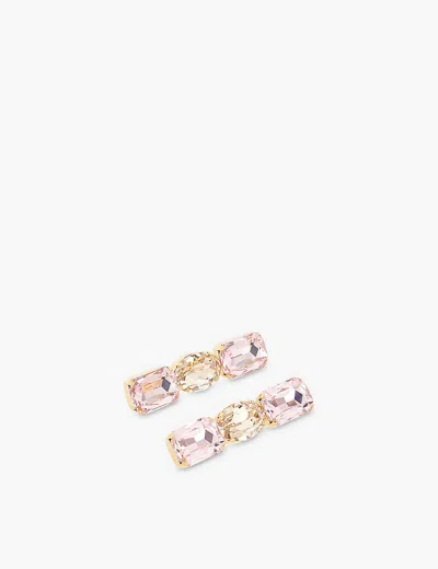 Lelet Ny Womens Pinkmika 14ct Yellow Gold-plated Brass And Swarovski Crystal Hairpins In Pink Multi