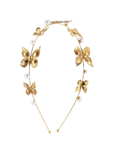 Lelet Ny Women's Silvie Butterfly & Faux Pearl Headband In Gold