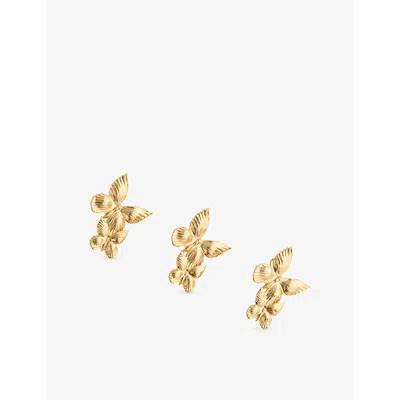 Lelet Ny Womens  Silvie Butterfly 14ct Antiqued Yellow Gold Plated-brass Clips Set Of 3
