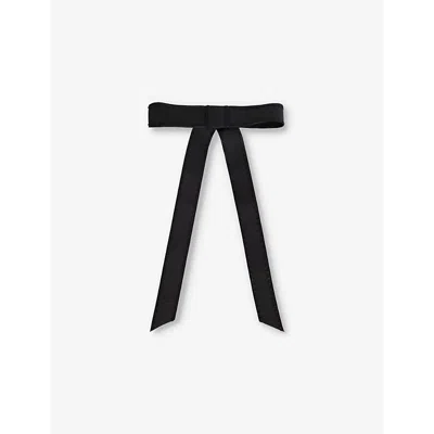 Lelet Ny Womens Kate Topstitched Bow Silk-grosgrain Barrette Black