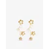 Lelet Ny Womens  Brynn Floral Pearl Linear 14ct Yellow Gold Plated-brass And Pearl Drop Earrings