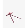 Lelet Ny Velvet Rosette Bow Skinny Barrette In Cranberry Rose