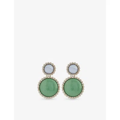Lelet Ny Womens Lina Ballchain Gold-plated Brass, Jade And Agate Drop Earrings Jade/blue Agate In Multi