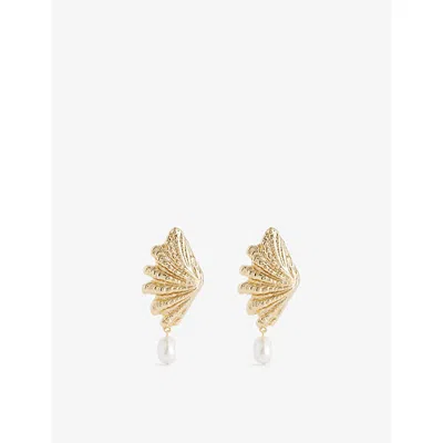 Lelet Ny Womens Nadia Shell Pearl-pendant 14ct Gold Plated Earrings