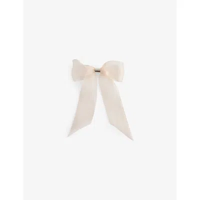 Lelet Ny Womens Peach Amy Pearl-embellished Silk Bow Barrette