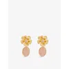 Lelet Ny Womens Rose Quartz/gold Eden Gold-plated Brass, Swarovski Crystal And Quartz Drop Earrings