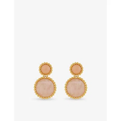 Lelet Ny Womens Lina Ballchain Yellow Gold-plated Brass And Rose Quartz Drop Earrings Rose Quartz/gold In Multi