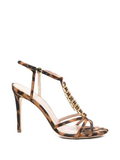 Lella Baldi Animal-print Embellishment Sandals In Brown