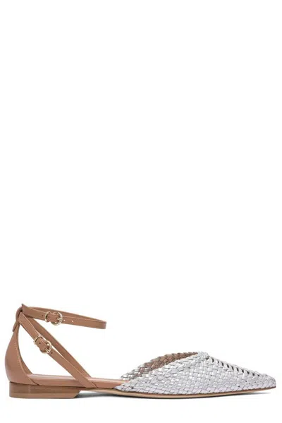 Lella Baldi Ankle Strap Ballerinas In Silver