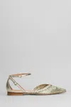 Lella Baldi Ballet Flats In Platinum Leather In Multi