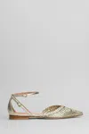 Lella Baldi Ballet Flats In Platinum Leather In Multi
