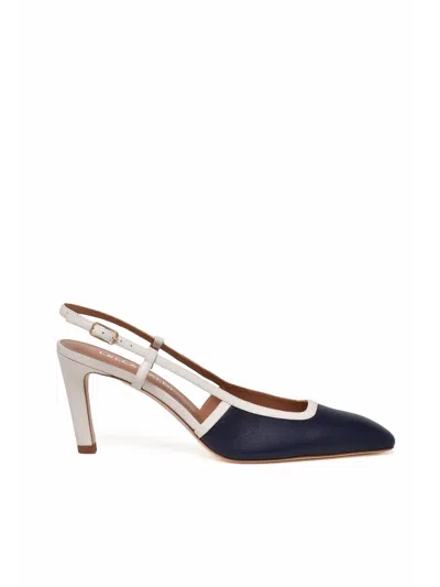 Lella Baldi Blue Leather Chanel Pump In White