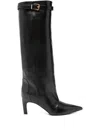 Lella Baldi Buckle-detailing Pointed-toe Boots In Black