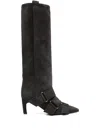 Lella Baldi Buckled Knee-high Boots In Black