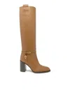 Lella Baldi Camel Leather Boots In Camel