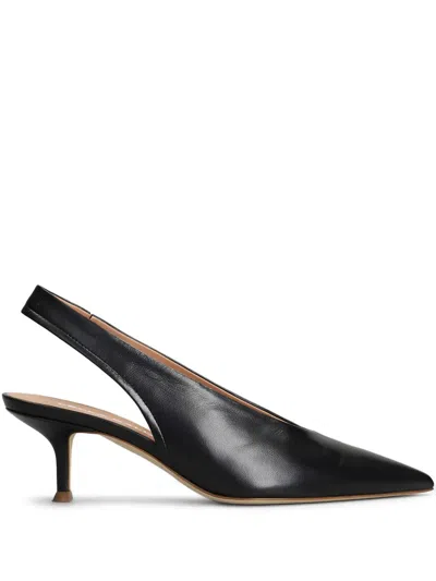 Lella Baldi Leather Slingback Pumps In Black