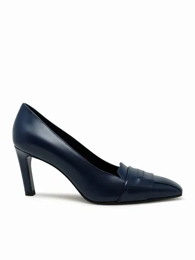 Lella Baldi Lt2473sb Laredo Navy Leather Pumps In Bordeaux