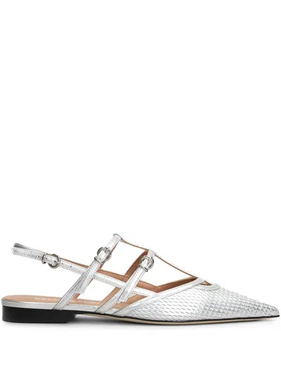 Lella Baldi Metallic Ballerina Shoes In 银色