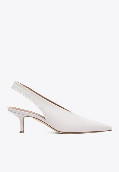 Lella Baldi Muse 45 Nappa Leather Slingback Pumps In White