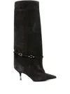 Lella Baldi Pointed-toe Buckled Knee-high Boots In Black
