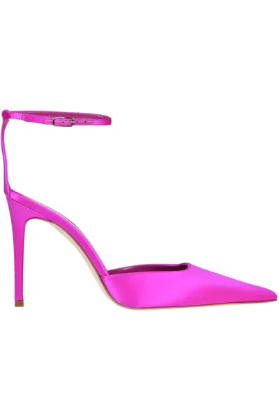 Lella Baldi Satin Pumps With Strap In Pink