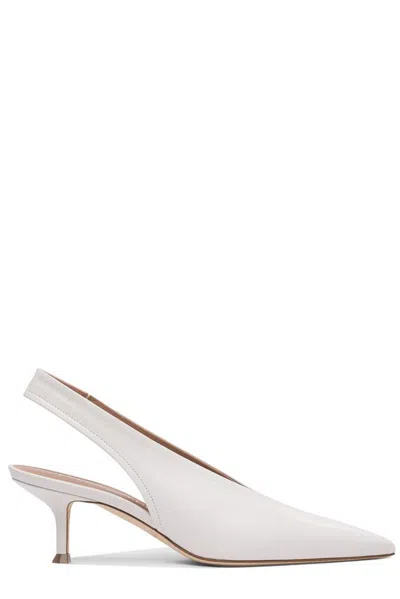Lella Baldi Leather Slingback Pumps In White