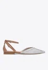 Lella Baldi Solange Braided Leather Ballet Flats In Silver