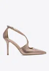 Lella Baldi Venus 95 Metallic Leather Pumps In Brown