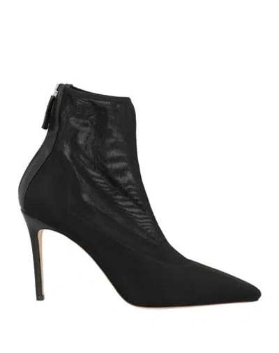 Lella Baldi Woman Ankle Boots Black Size 10 Textile Fibers, Leather