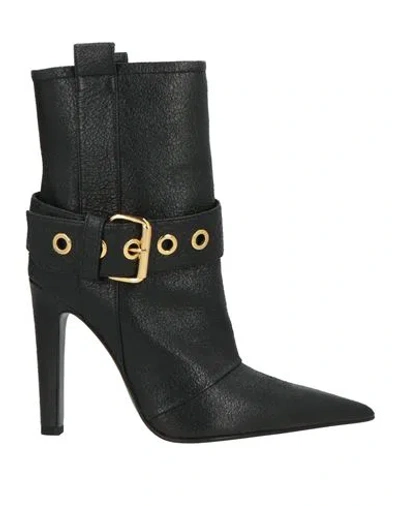 Lella Baldi Woman Ankle Boots Black Size 8 Leather In Multi
