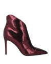 Lella Baldi Woman Ankle Boots Burgundy Size 8 Leather In Red