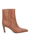Lella Baldi Woman Ankle Boots Tan Size 6.5 Leather In Brown