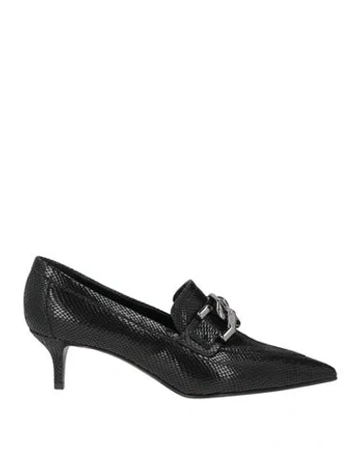 Lella Baldi Woman Loafers Black Size 5 Leather In Multi