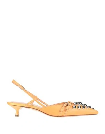 Lella Baldi Woman Pumps Apricot Size 7 Leather In Orange