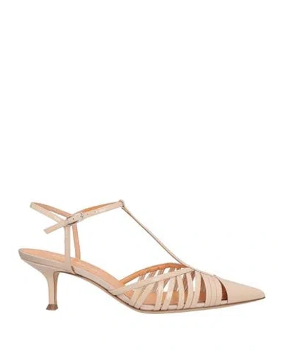 Lella Baldi Woman Pumps Beige Size 6 Leather In Brown