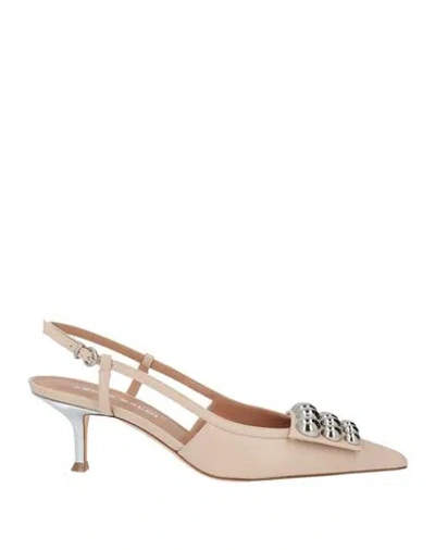 Lella Baldi Woman Pumps Blush Size 8.5 Leather In Neutral