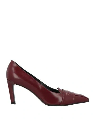 Lella Baldi Woman Pumps Burgundy Size 6.5 Leather In Red