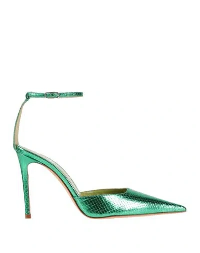 Lella Baldi Woman Pumps Emerald Green Size 7.5 Leather