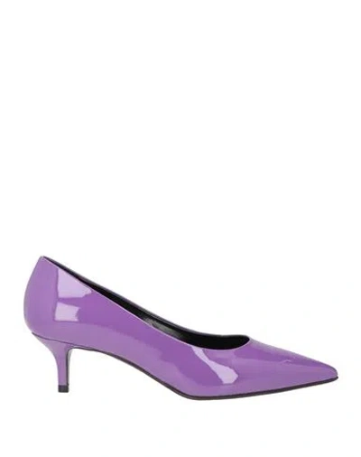Lella Baldi Woman Pumps Mauve Size 9 Leather In Purple