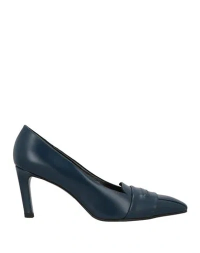 Lella Baldi Woman Pumps Navy Size 6.5 Leather In Multi