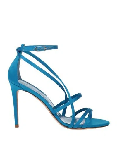 Lella Baldi Woman Sandals Azure Size 11 Textile Fibers In Blue