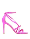 Lella Baldi Woman Sandals Fuchsia Size 10 Textile Fibers, Leather