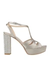 Lella Baldi Woman Sandals Light Grey Size 11 Textile Fibers In Grey