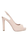 Lella Baldi Woman Sandals Light Pink Size 8 Leather, Textile Fibers In Pink