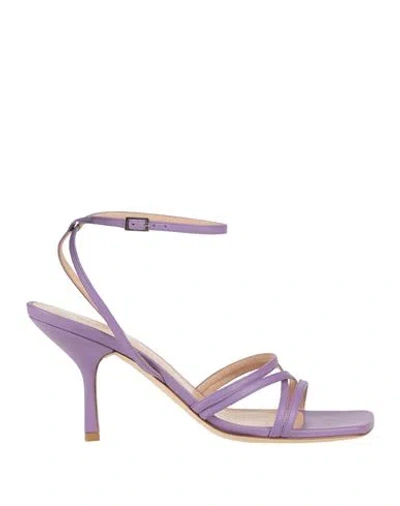 Lella Baldi Woman Sandals Light Purple Size 10 Soft Leather