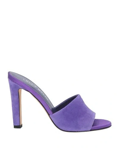 Lella Baldi Woman Sandals Purple Size 6 Leather